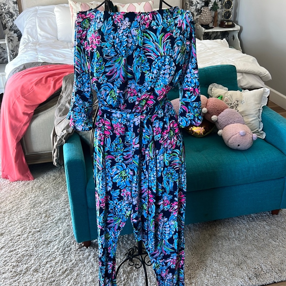 Lilly Pulitzer Calla Jumpsuit, Pineapple Paradise, Size Large- Never Worn